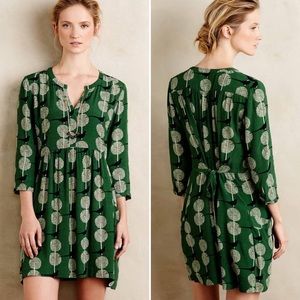 Anthropologie Maeve Devery Bird Print Shirtdress